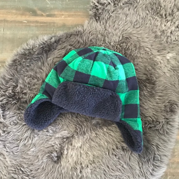 Gymboree Flannel Green & Navy Plaid Shirt & Hat - Picture 6 of 8